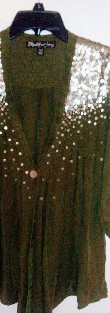 Elizabeth and James Olive Sequins Blouse